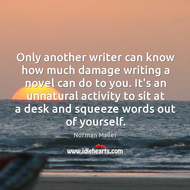 Only another writer can know how much damage writing a novel can Norman Mailer Picture Quote