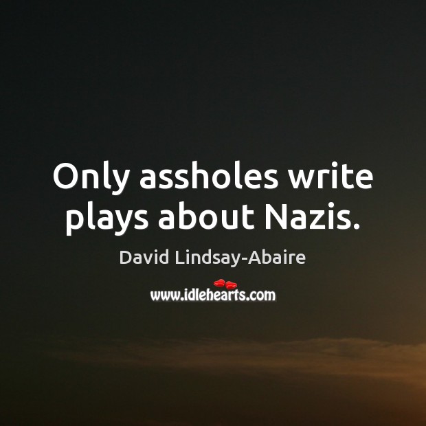 Only assholes write plays about Nazis. David Lindsay-Abaire Picture Quote