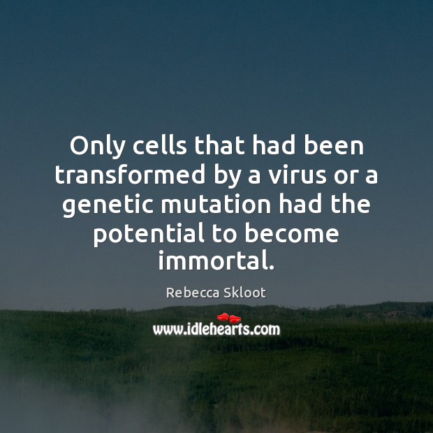 Only cells that had been transformed by a virus or a genetic Rebecca Skloot Picture Quote