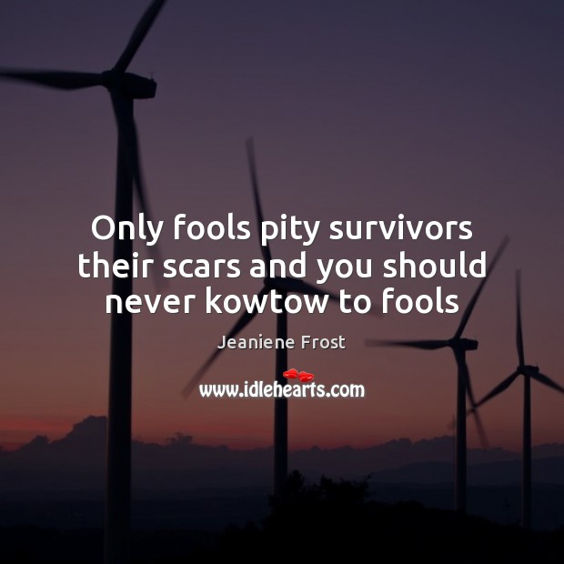Only fools pity survivors their scars and you should never kowtow to fools Jeaniene Frost Picture Quote