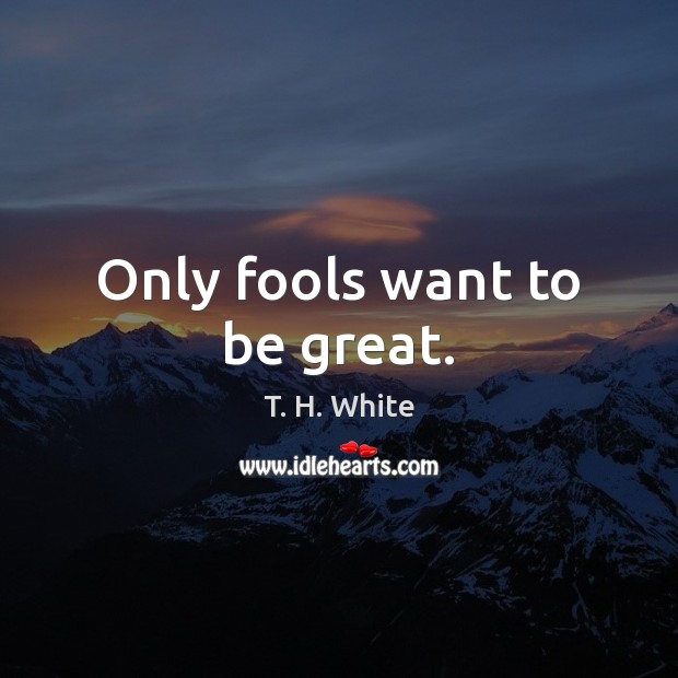 Only fools want to be great. T. H. White Picture Quote