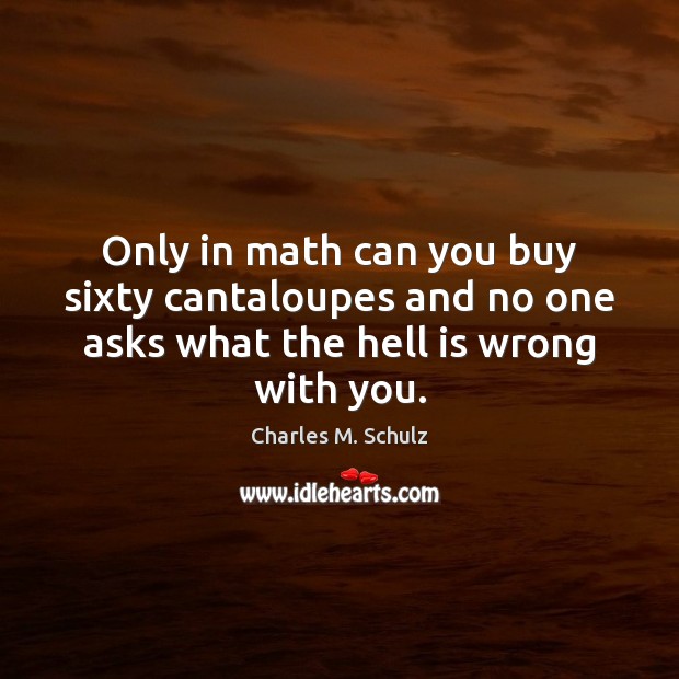 Only in math can you buy sixty cantaloupes and no one asks Charles M. Schulz Picture Quote