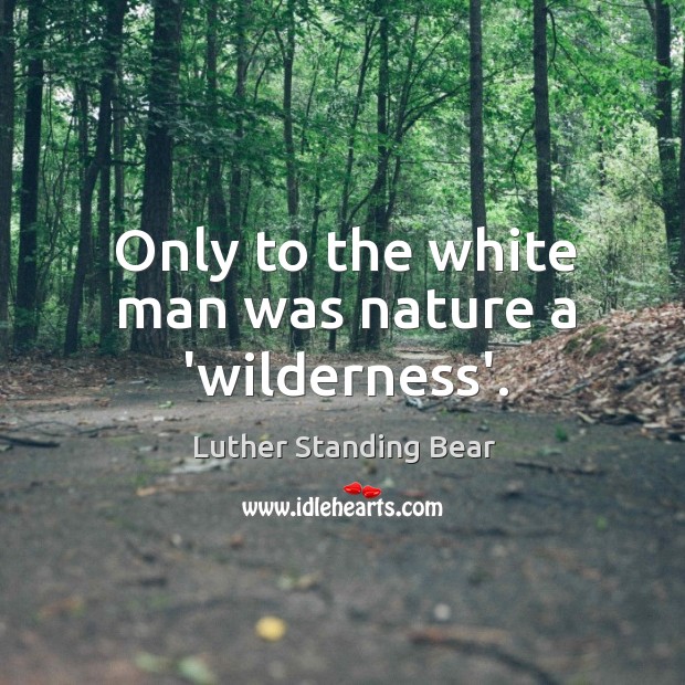 Only to the white man was nature a ‘wilderness’. Luther Standing Bear Picture Quote