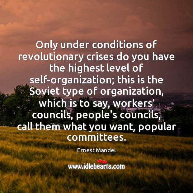 Only under conditions of revolutionary crises do you have the highest level Ernest Mandel Picture Quote