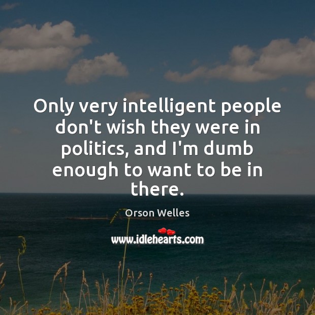 Only very intelligent people don’t wish they were in politics, and I’m Image