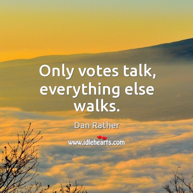 Only votes talk, everything else walks. Dan Rather Picture Quote