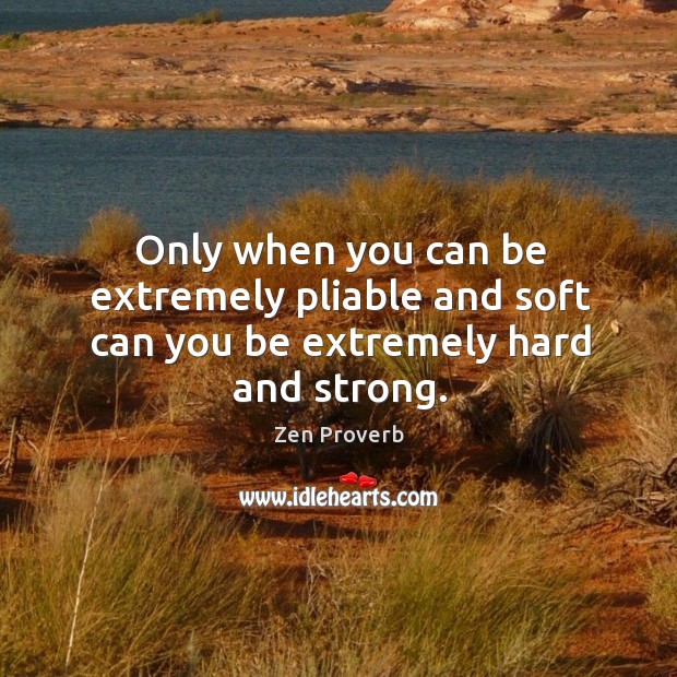 Only when you can be extremely pliable and soft can you be extremely hard and strong. Zen Proverbs Image