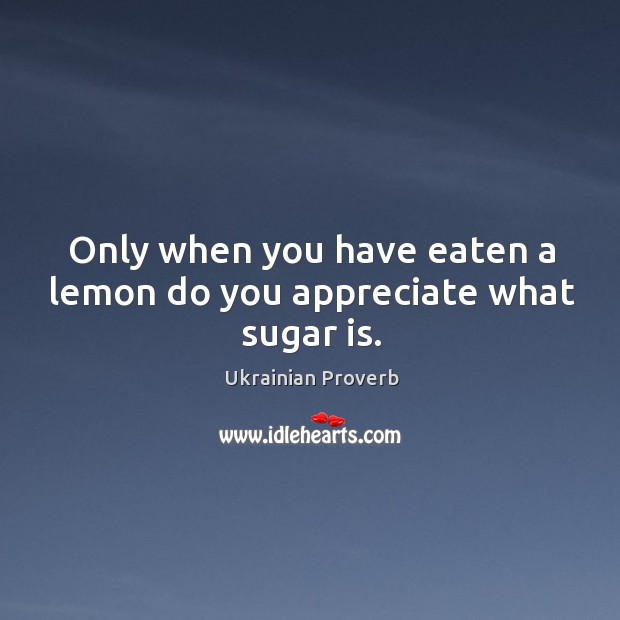 Only when you have eaten a lemon do you appreciate what sugar is. Image