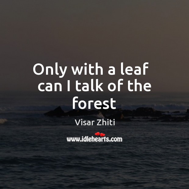 Only with a leaf   can I talk of the forest Visar Zhiti Picture Quote
