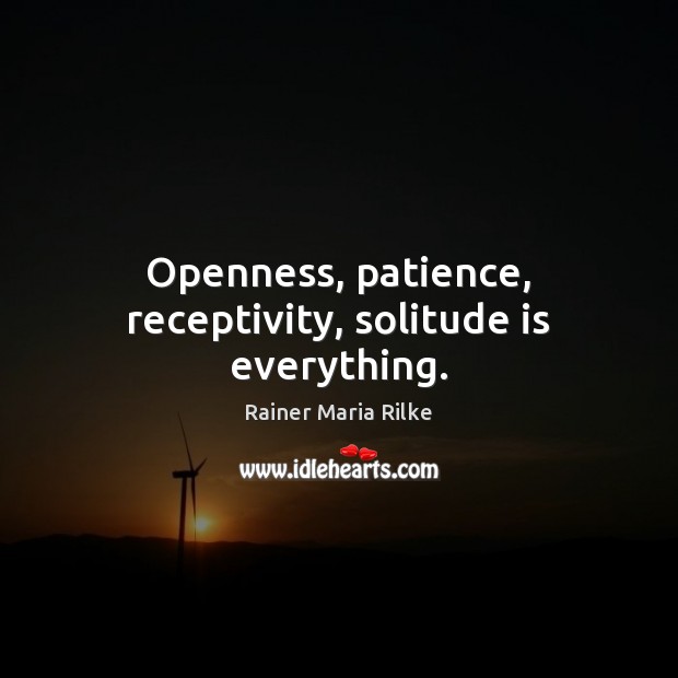 Openness, patience, receptivity, solitude is everything. Rainer Maria Rilke Picture Quote