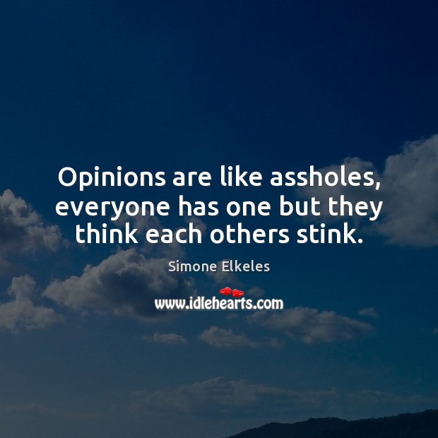 Opinions are like assholes, everyone has one but they think each others stink. Image