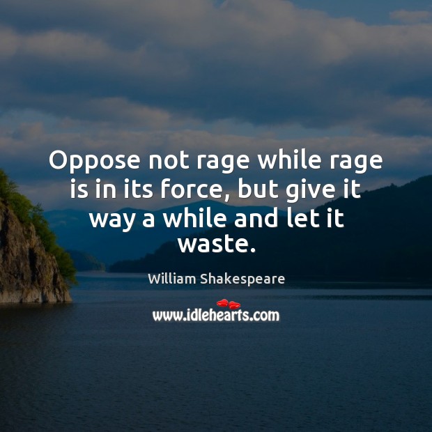 Oppose not rage while rage is in its force, but give it way a while and let it waste. Image