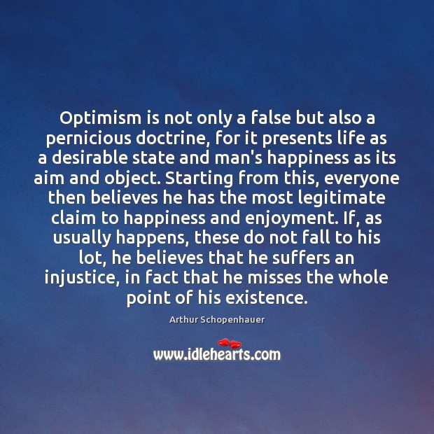 Optimism is not only a false but also a pernicious doctrine, for Image
