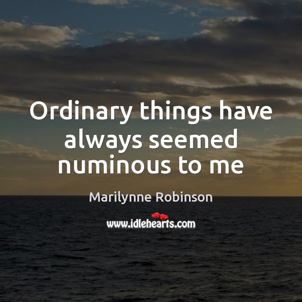 Ordinary things have always seemed numinous to me Image