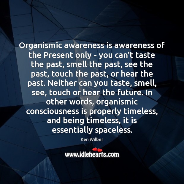 Organismic awareness is awareness of the Present only – you can’t taste Ken Wilber Picture Quote