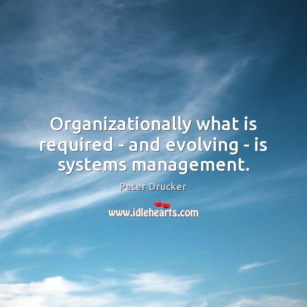 Organizationally what is required – and evolving – is systems management. Image