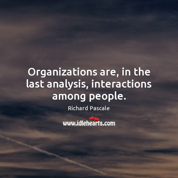 Organizations are, in the last analysis, interactions among people. Richard Pascale Picture Quote