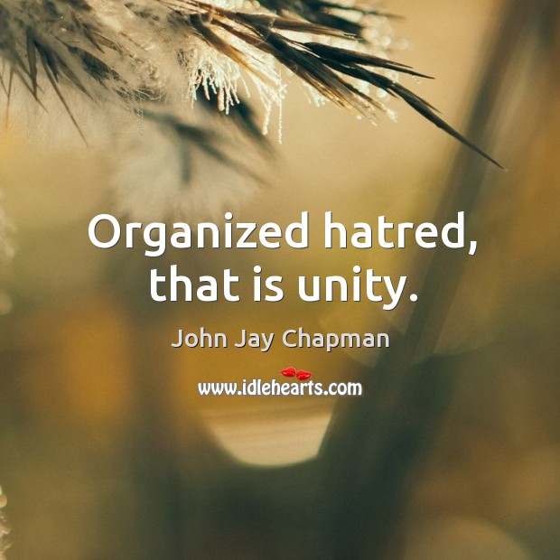 Organized hatred, that is unity. John Jay Chapman Picture Quote