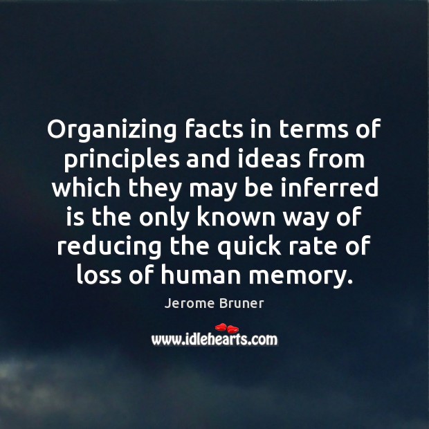 Organizing facts in terms of principles and ideas from which they may Jerome Bruner Picture Quote