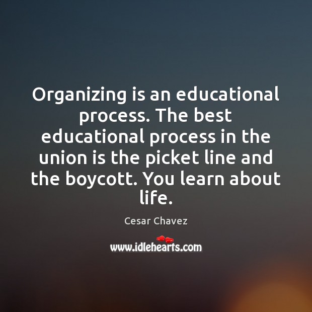 Organizing is an educational process. The best educational process in the union Cesar Chavez Picture Quote
