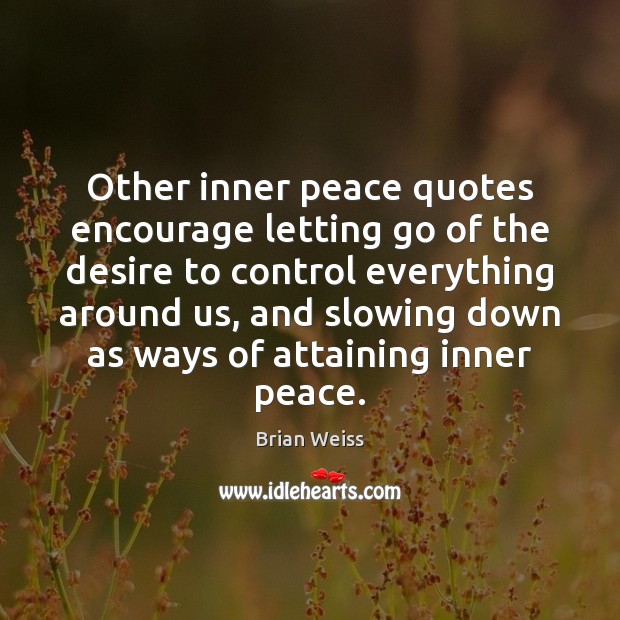 Other inner peace quotes encourage letting go of the desire to control Brian Weiss Picture Quote