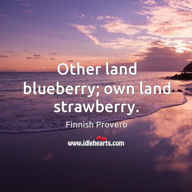 Other land blueberry; own land strawberry. Finnish Proverbs Image