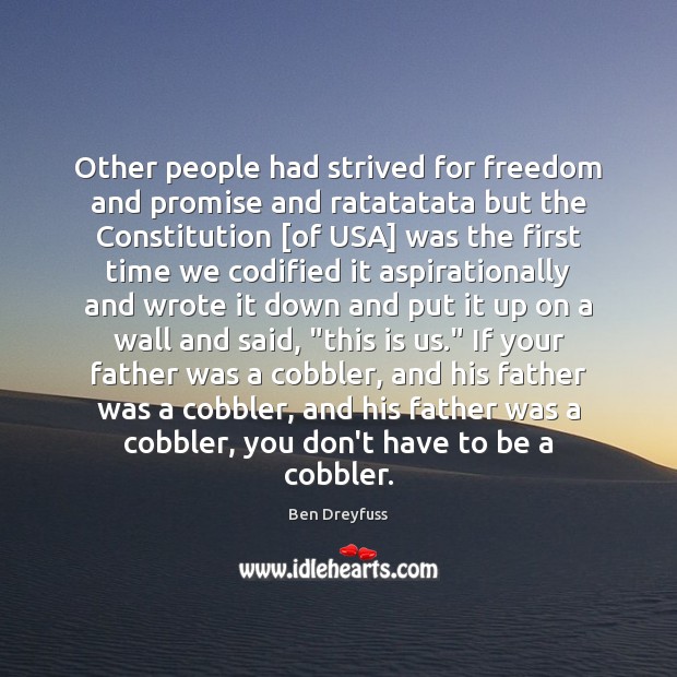 Other people had strived for freedom and promise and ratatatata but the Ben Dreyfuss Picture Quote