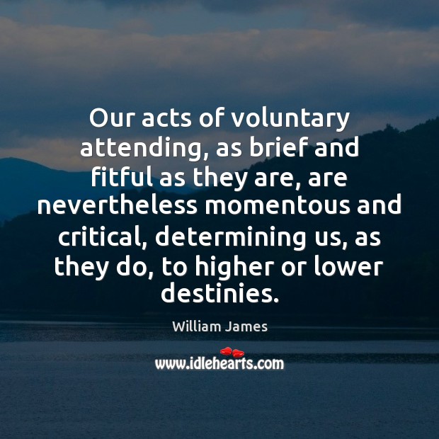 Our acts of voluntary attending, as brief and fitful as they are, 