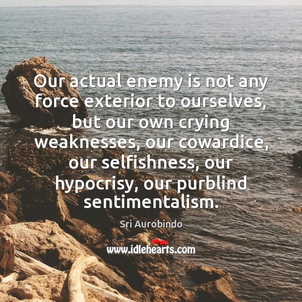 Our actual enemy is not any force exterior to ourselves, but our Image