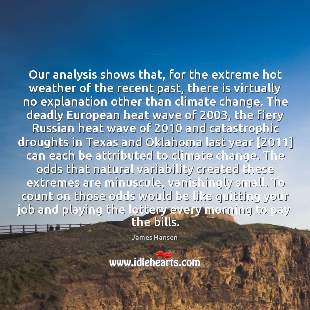 Our analysis shows that, for the extreme hot weather of the recent Climate Quotes Image