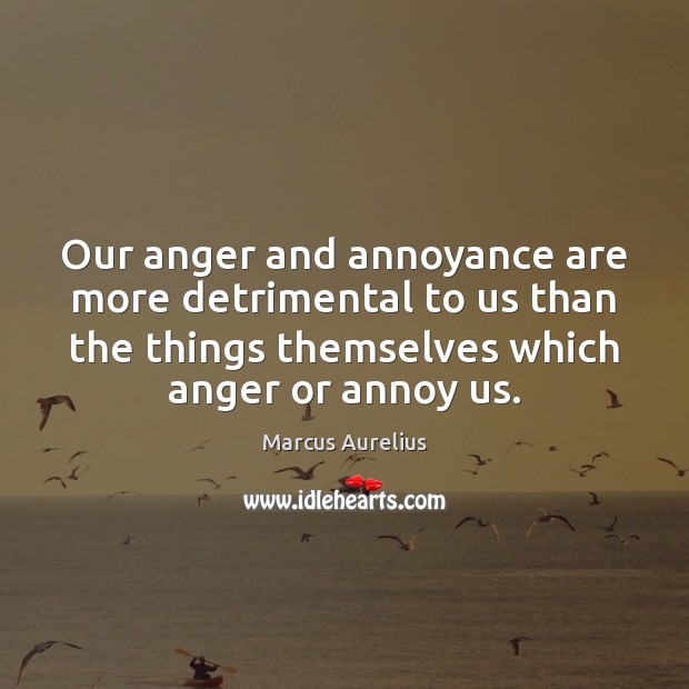 Our anger and annoyance are more detrimental to us than the things Marcus Aurelius Picture Quote