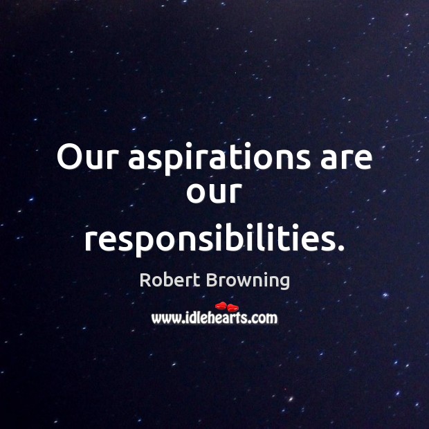Our aspirations are our responsibilities. Robert Browning Picture Quote