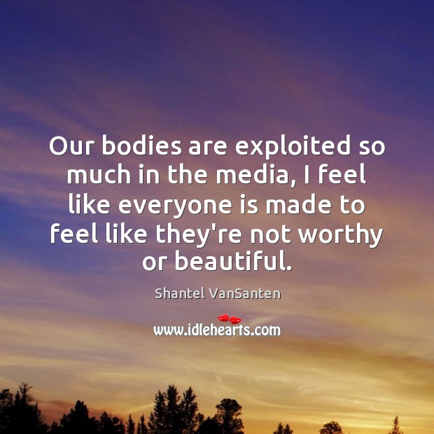 Our bodies are exploited so much in the media, I feel like Shantel VanSanten Picture Quote