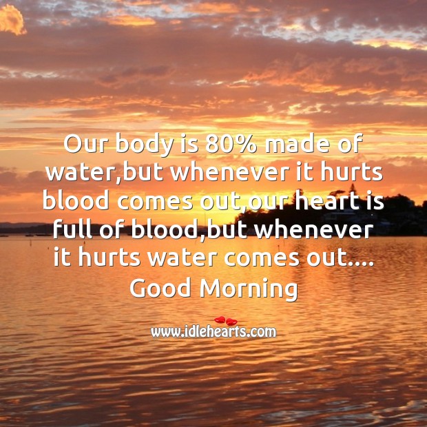 Our body is 80% made of water Good Morning Quotes Image