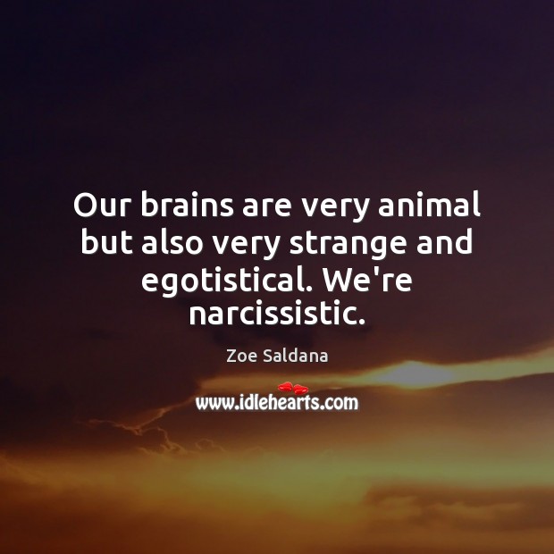 Our brains are very animal but also very strange and egotistical. We’re narcissistic. Zoe Saldana Picture Quote