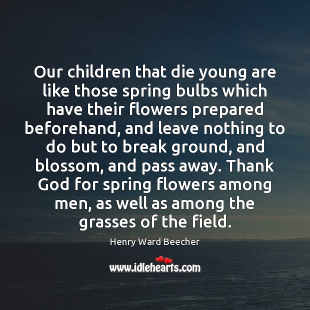 Our children that die young are like those spring bulbs which have 