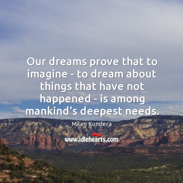 Our dreams prove that to imagine – to dream about things that Milan Kundera Picture Quote