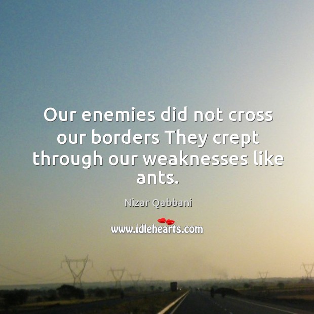Our enemies did not cross our borders They crept through our weaknesses like ants. Image
