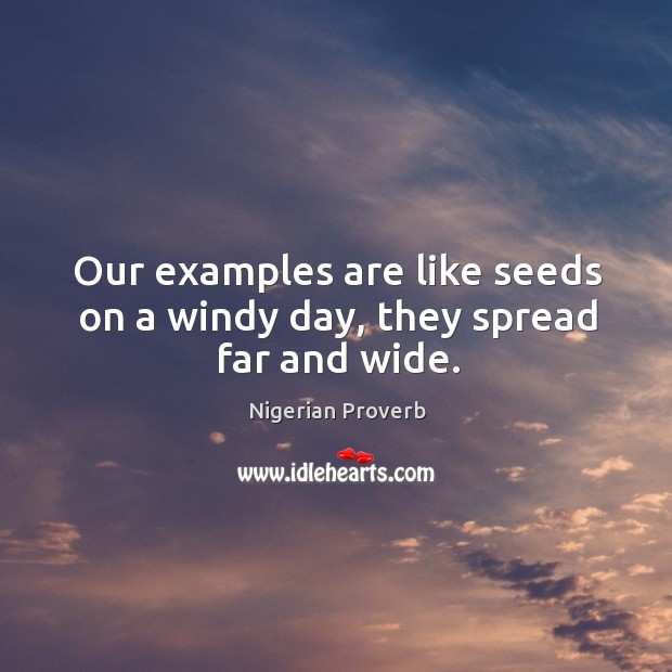 Our examples are like seeds on a windy day, they spread far and wide. Nigerian Proverbs Image