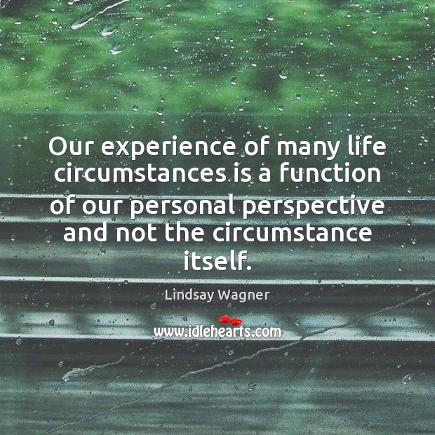 Our experience of many life circumstances is a function of our personal Image