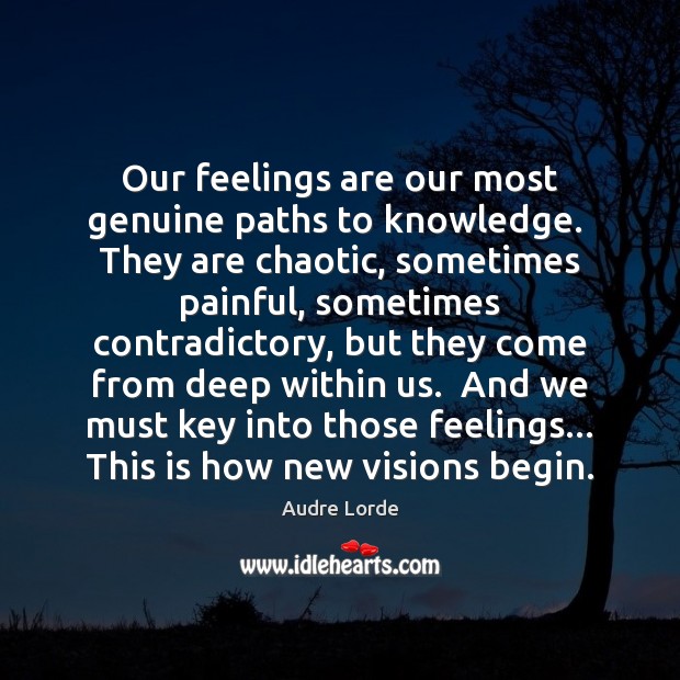 Our feelings are our most genuine paths to knowledge.  They are chaotic, Image