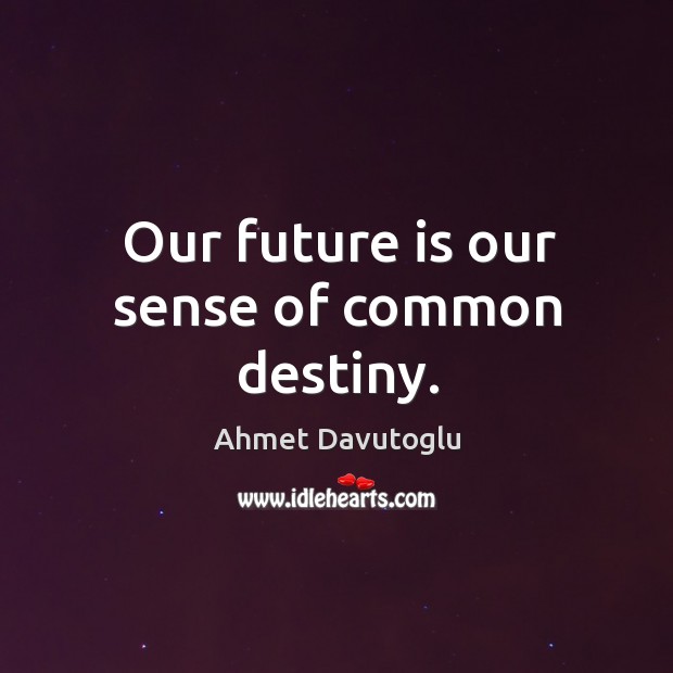 Our future is our sense of common destiny. Ahmet Davutoglu Picture Quote