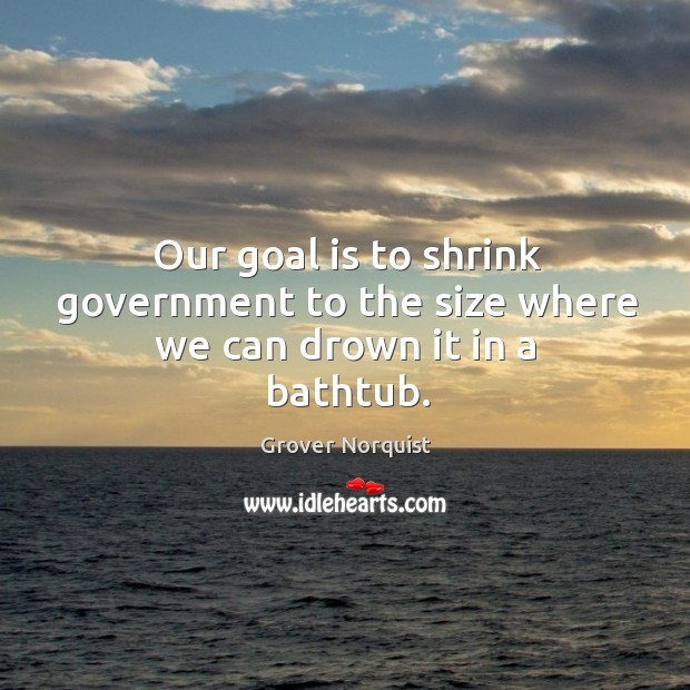 Our goal is to shrink government to the size where we can drown it in a bathtub. Image