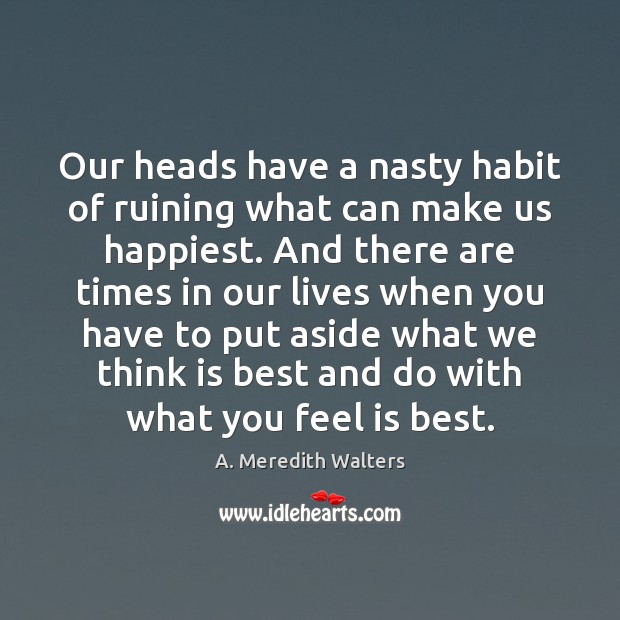Our heads have a nasty habit of ruining what can make us A. Meredith Walters Picture Quote