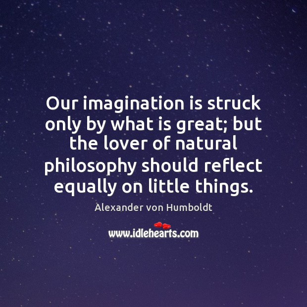 Our imagination is struck only by what is great; but the lover Alexander von Humboldt Picture Quote