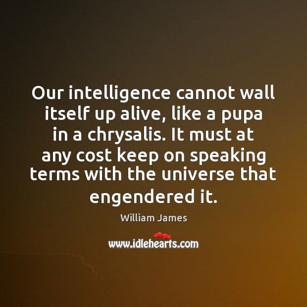 Our intelligence cannot wall itself up alive, like a pupa in a William James Picture Quote