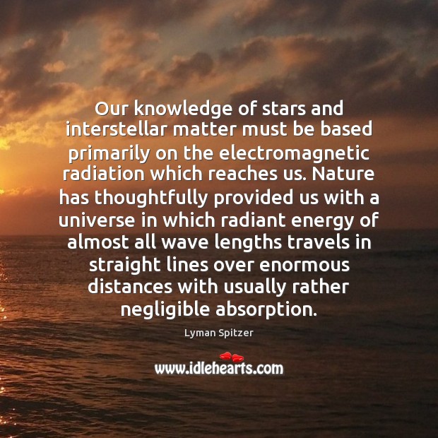 Our knowledge of stars and interstellar matter must be based primarily on Image