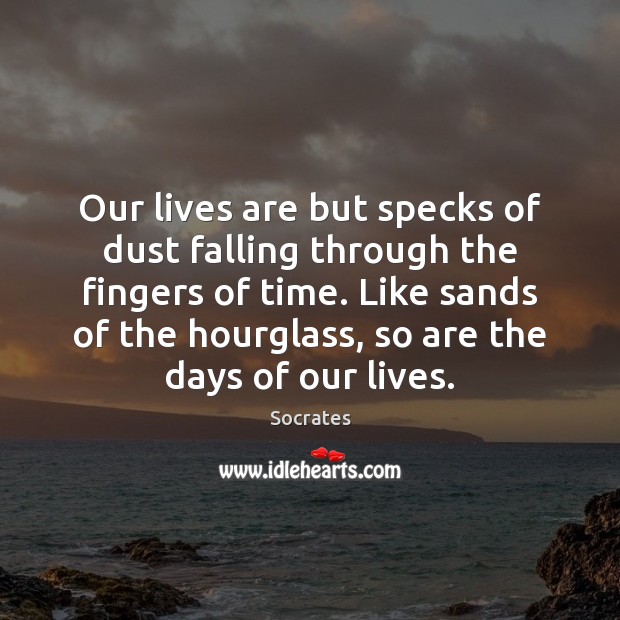 Our lives are but specks of dust falling through the fingers of Socrates Picture Quote