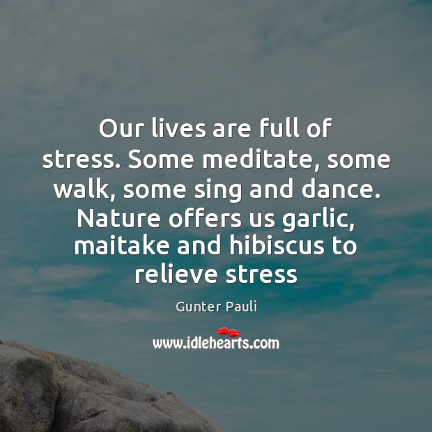 Our lives are full of stress. Some meditate, some walk, some sing Gunter Pauli Picture Quote