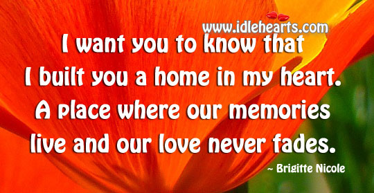Heart is a place where our memories live Brigitte Nicole Picture Quote